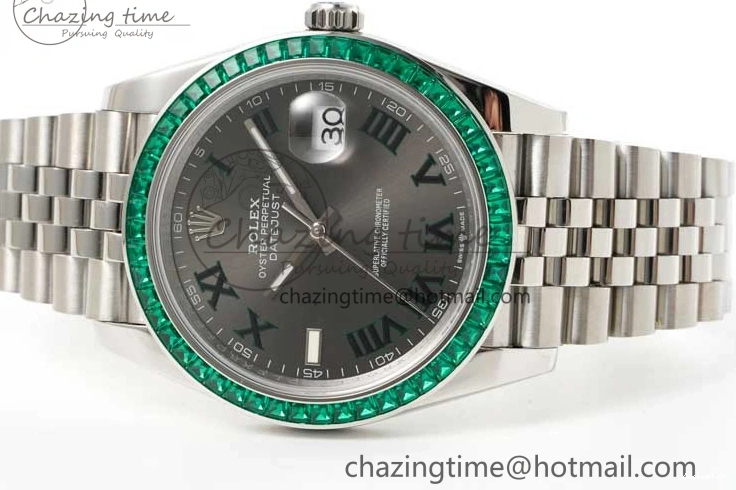 Marker Steel 41mm Diamonds on Arabic Best Dial Jubilee Gray 1:1 904L SA3235 Green Bracelet Bezel Edition DateJust DIWF 0329